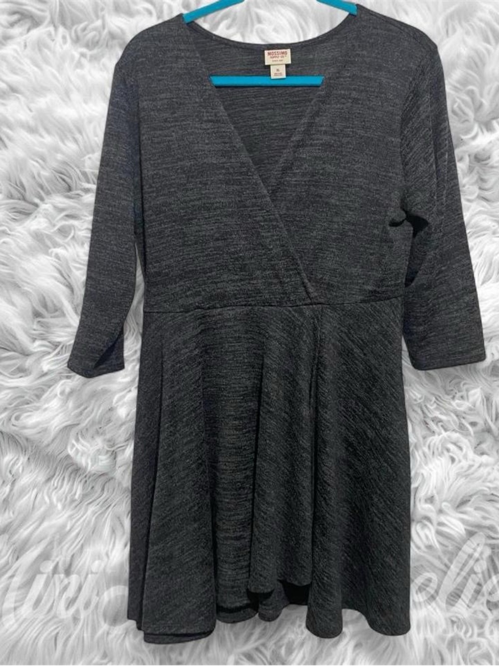 Mossimo Supply Co. Dark Gray Heather Knit Top with Pink Logo